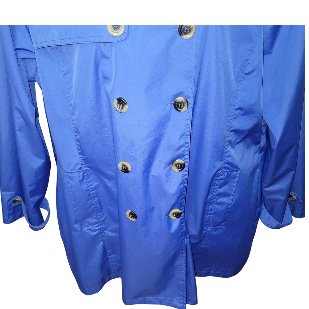 Harve Bernard Blue Double Breasted Rain Trench Coat 3X Preppy Waterproof Spring - Picture 13 of 13